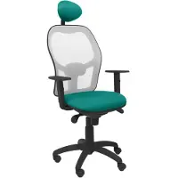 Piqueras Y Crespo Chaise Jorquera maille grise vert clair assise Bali avec appui-tête fixe