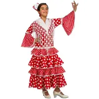 MOM Flamenco Sevilla Girl Costume Rouge 5-6 Years Enfants
