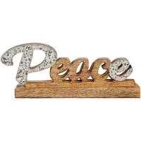 Sublime Market Connect figurine décorative peace paillettes 6 x 13 x 31 cm argenté bois - Couleur:Argent