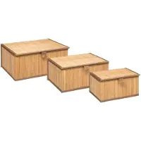 5five Simply Smart Set de 3 boîtes de rangement Bamboo, bambou, carton, polyester, marron, 161046A