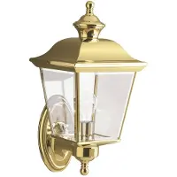 Kichler Applique d'extérieur Bay Shore en laiton poli, 1xE27x60W, laiton, dimensions : 39,3 x 17,8 x 19,7 cm, IP44,