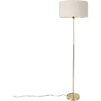 QAZQA Lampadaire réglable doré avec abat-jour gris clair 50 cm - Parte
