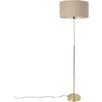 QAZQA Lampadaire réglable doré avec abat-jour brun clair 50 cm - Parte