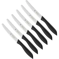 WMF Classic Line Couteau à petit-déjeuner set de 6 pièces, 23 cm, couteau à petits pains à lame crantée, couteau à pain, acier à lame spéciale, manche en plastique, noir 1896499990