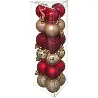 Atmosphera Lumières féériques et boules de Noël « Bombki » en plastique, motifs variés, Ø 3 cm, 18 pièces. (18x)