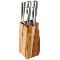 Secret De Gourmet Porte-couteaux en bois , set compact de 5 couteaux en acier inoxydable