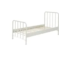 Vipack BRONXX Lit métallique au look cool blanc mat, surface de couchage 90 x 200 cm