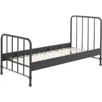 Vipack BRONXX Lit métallique au look cool noir mat, surface de couchage 90 x 200 cm