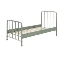 Vipack BRONXX Lit métallique au look cool vert olive mat, surface de couchage 90 x 200 cm