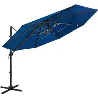 vidaXL Parasol avec mât en aluminium 4 couches bleu azur 3x3 m