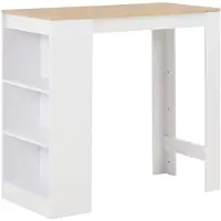 vidaXL Table de bar avec étagère blanc 110x50x103 cm