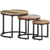 vidaXL Tables d'appoint 3 pcs Bois de récupération massif