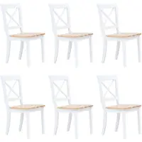 vidaXL Chaises de salle à manger 6 pcs. Blanc Bois d'hévéa clair