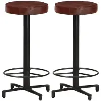 vidaXL Tabouret de bar 2 pcs. 66 cm cuir véritable