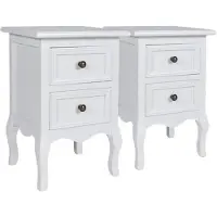 vidaXL Table de chevet 2 pcs avec 2 tiroirs MDF Blanc