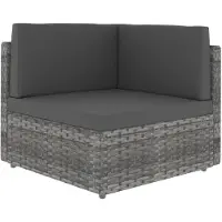 vidaXL Canapé d'angle modulaire Poly rotin gris