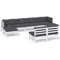 vidaXL Ensemble salon de jardin 9 pièces avec coussins Pin blanc