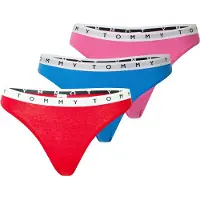 Tommy Hilfiger Femmes, Sous-vêtements, Femmes 3P Thong 521 Culotte Tanga, Deep Crimson/Pink Amour/Deep Blue, S, Rouge, Multicolore, Pink, Beige, Bleu, (Lot de 3, S)