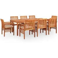 vidaXL Ensemble de jardin 9 pièces avec coussins en bois massif d'acacia