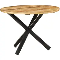 vidaXL Table à manger ronde 100x100x75 cm Bois de manguier rugueux