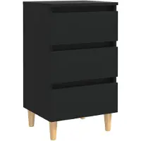 vidaXL Table de chevet avec pieds en bois noir 40x35x69 cm