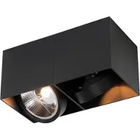 QAZQA Spot intelligent noir rectangulaire 2 lumières avec 2 Wifi GU10 111mm - Box