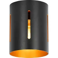 QAZQA Plafonnier design noir avec intérieur doré - Yana