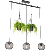 QAZQA Suspension industrielle noire 3 lumières - Flor