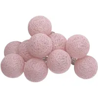 Atmosphera Guirlande LED à Piles – 10 Boules Ø 6 cm – Rose Pâle