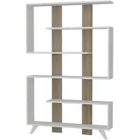 Kalune Design Bibliothèque ouverte Antalya-blanc/bois de noyer