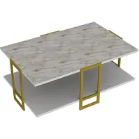 Skye Decor , Polka- Polka SHS, or,blanc, tables basses, 36,6x91,5x61,5 cm, 100% panneau de particules mélaminé