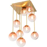 QAZQA Plafonnier Art déco doré avec verre rose 9 lumières - Athènes