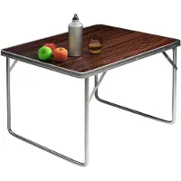 Deuba Table de camping pliante Aluminium table valise pliable effet bois 80x60x70cm pique nique plage camping