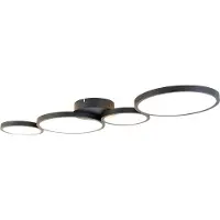 QAZQA Plafonnier noir avec LED 3 intensités de lumière 4 lumières - Lupolo