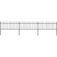 vidaXL Clôture de jardin avec pointes de lance acier 5,1 x 0,8 m noir