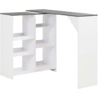 vidaXL Table de bar avec étagère mobile blanc 138x39x110 cm