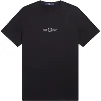 Fred perry pour homme. M4580 T-shirt avec logo noir (L), Casuel, Coton, Manche courte