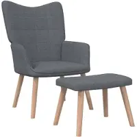 vidaXL Fauteuil relax avec pouf Tissu gris foncé