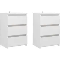 vidaXL Tables de chevet 2 pcs blanc 40x35x62,5 cm bois d'ingénierie
