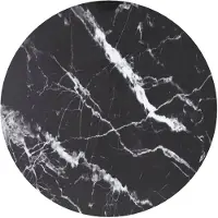vidaXL Dessus de table noir Ø70x0,8cm verre trempé avec design marbre