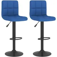 vidaXL Tabouret de bar 2 pcs. Tissu bleu