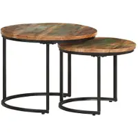 vidaXL Tables de salon 2 pcs. Vieux bois massif
