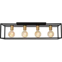 Lucide Suspension RUBEN noire 4xE27x40W en métal, dimensions : 22,5 x 80 x 20 cm, IP20,