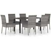 vidaXL Ensemble à manger de jardin 7 pcs Résine tressée Gris