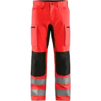 Blakläder Pantalon De Travail Haute Visibilité Stretch Artisén 1585 - Rouge Fluo/noir 2xl - Fr(52) - Se(c58) - Standards