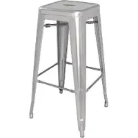 Bolero Tabourets hauts de bistro en acier argenté, lot de 4