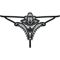 Obsessive Luiza - string femme - motif tulipe - noir - L/XL