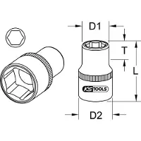 Ks Tools 3/8" CLASSIC Douille à six pans, 16mm