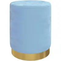 vidaXL Tabouret de rangement rond Bleu clair Velours 31 x 37 cm