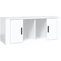 vidaXL Armoire TV blanc brillant 100x35x40 cm Bois composite